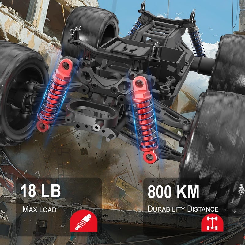 DEERC RC Cars High Speed Remote Control Car for Adults Kids 30+MPH, 1:16 Scales 4WD Off Road RC Monster Truck,Fast 2.4GHz All Terrains Toy Trucks Gifts for Boys,2 Batteries for 40Min Play - Image 4